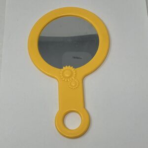MCM Yellow Sunflower Hand Mirror Toy with Ring Handle Flower Hong Kong Vtg